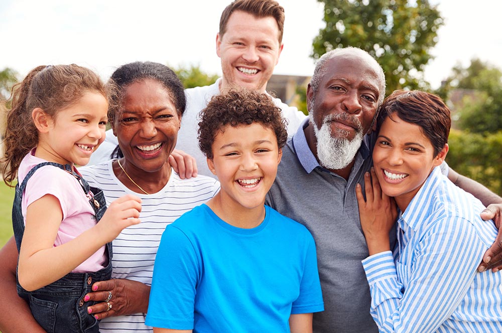 smiling intergenerational family